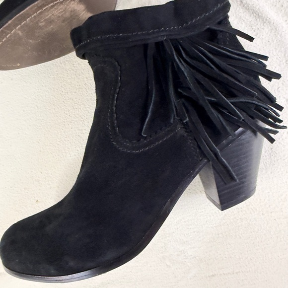Sam Edelman Louie Black Suede Fringe Booties Women's 9.5 Western Ankle Boots - Picture 6 of 12